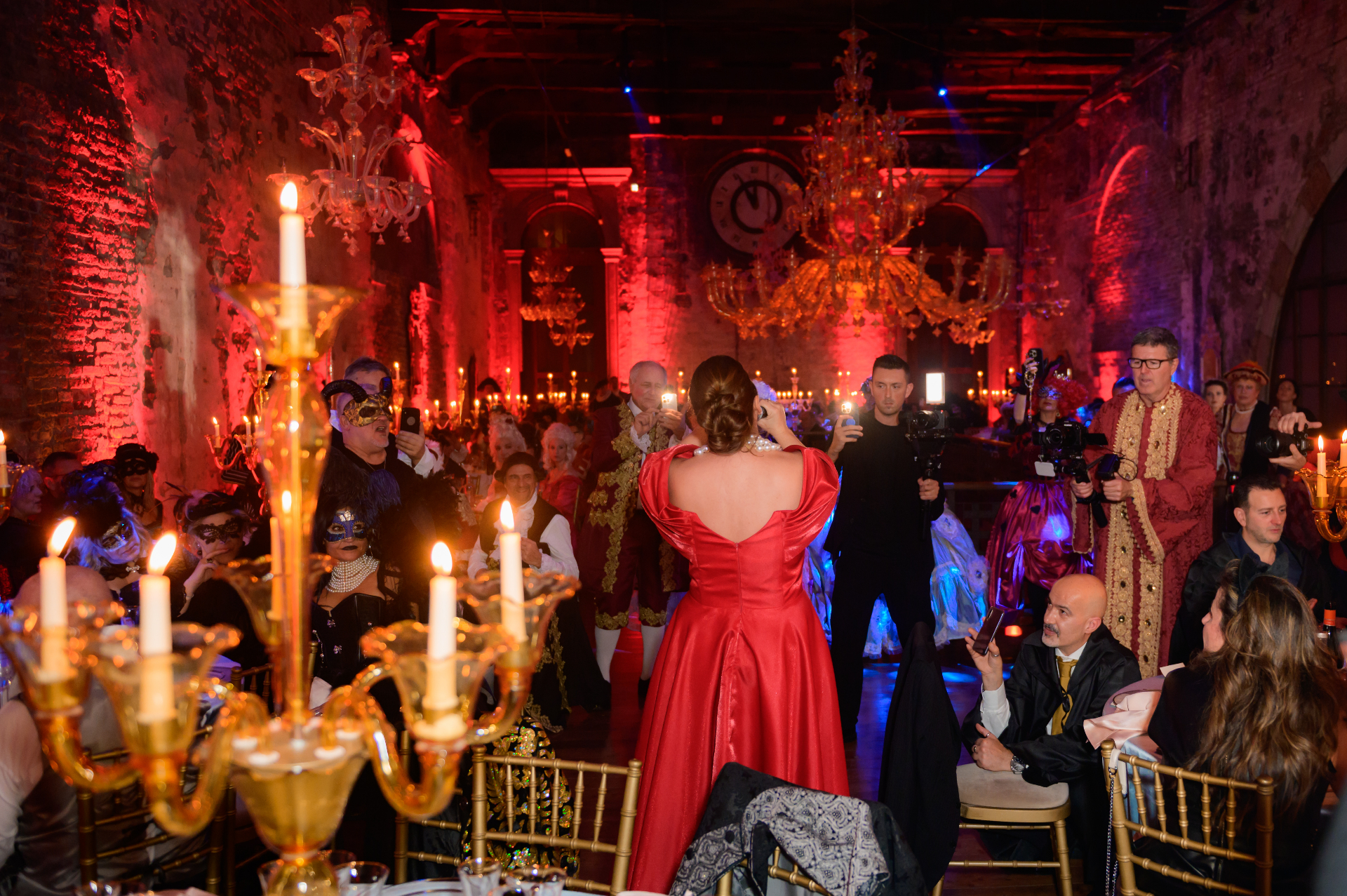 Anna Sanachina performing live at The Glass Slippers Carnival Ball at The Glass Cathedral in Murano during Venice Carnival.