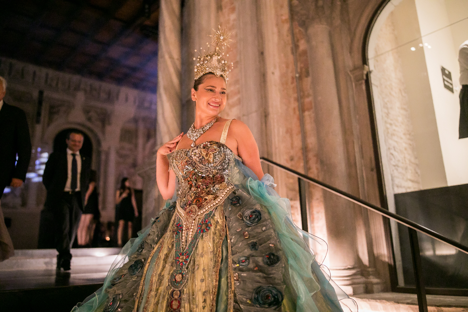 Anna Sanachina after her performance at the Better World Fund Gala during the 80th Venice Film Festival.